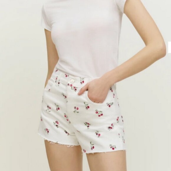 Reformation Pants - Reformation Cherries Embroidered High Rise Jean Shorts, 25, BNWT